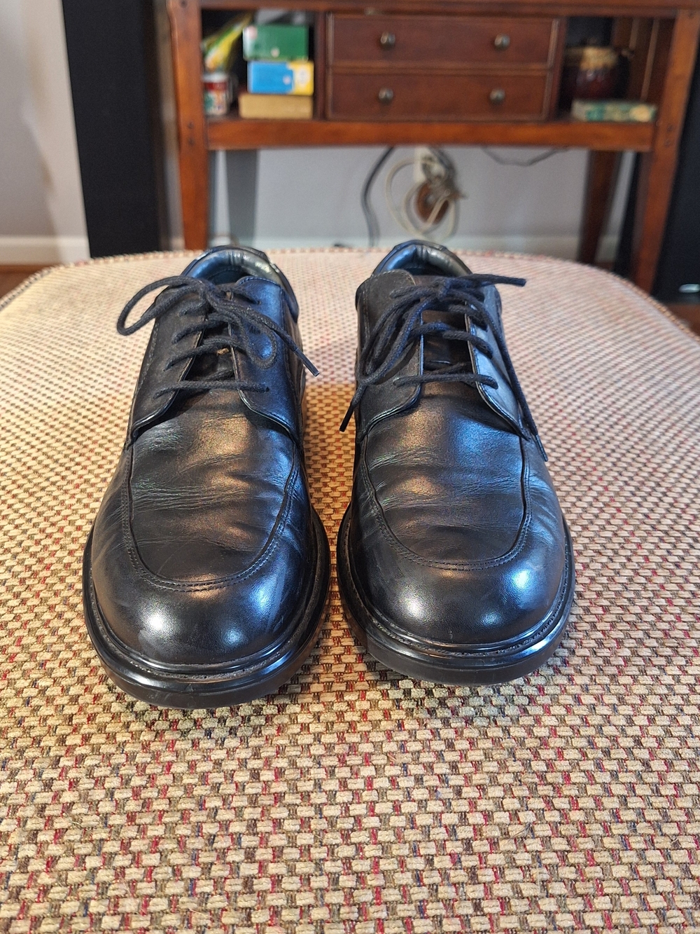 Dockers Black Leather Lace-Up Oxfords Dress Shoes Waterproof